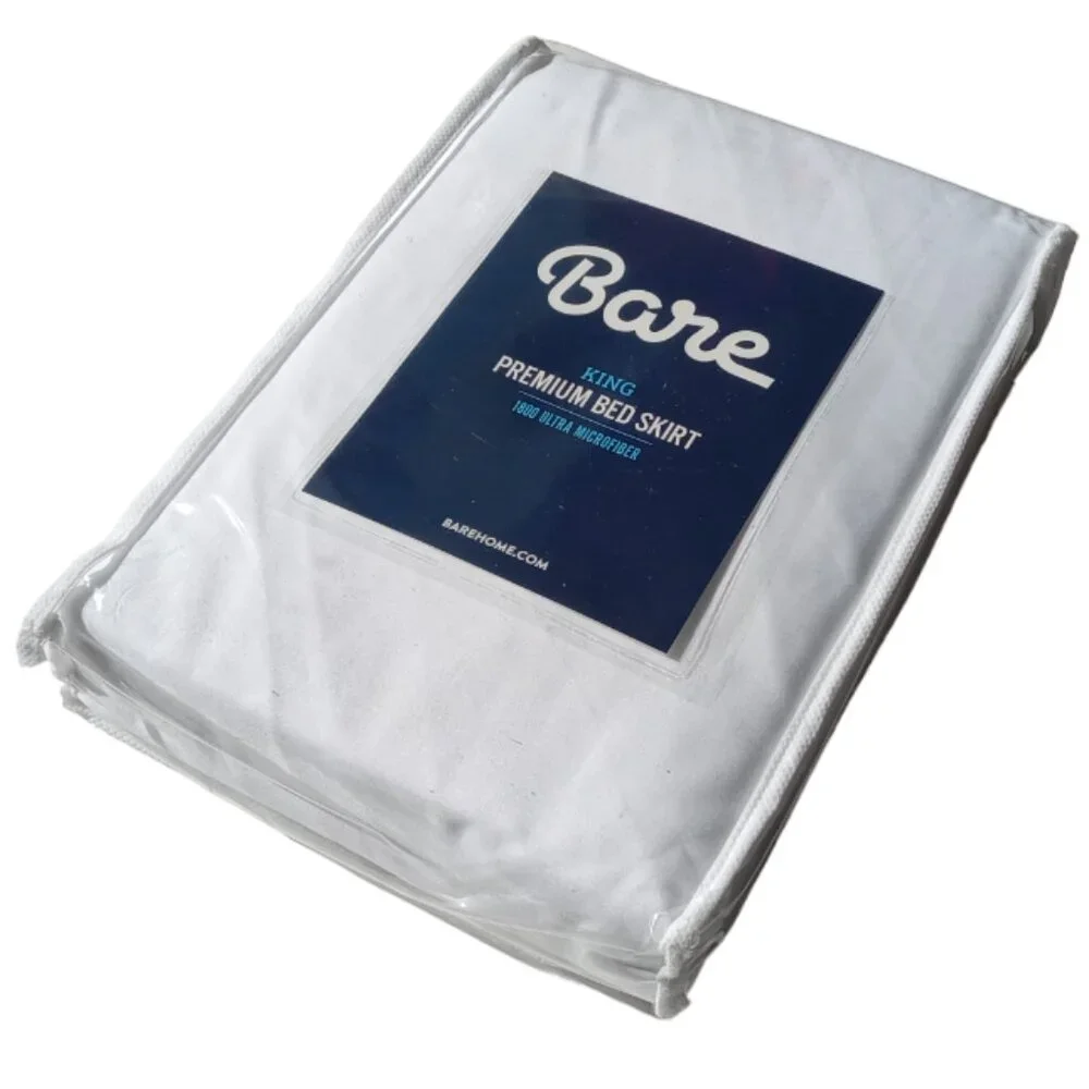 Bare King Premium Bed Skirt White 1800 Ultra Microfiber NIP
